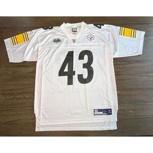 Steelers Troy Polamalu 43 Authentic Equipment Jersey Mens Large White Mesh NFL